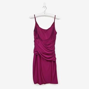 Rene Ruiz Collection Draped Cocktail Dress Size 10 Deep Magenta Elegant Evening